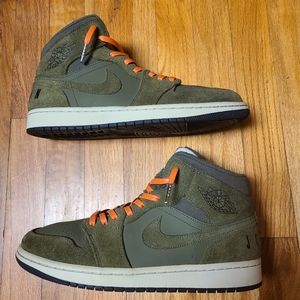 Men's Air Jordan 1 Mid Olive Canvas 10